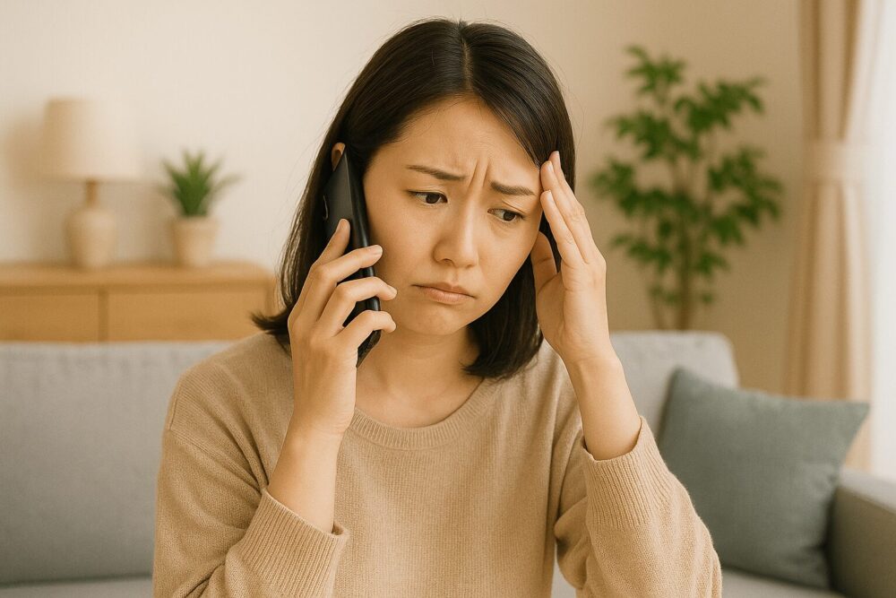 困った女性の写真