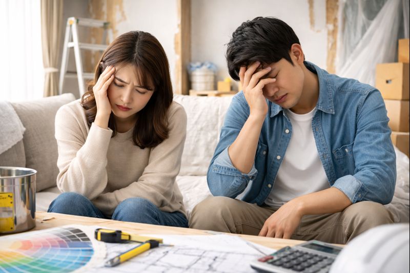 外壁塗装リフォームで失敗した夫婦の写真